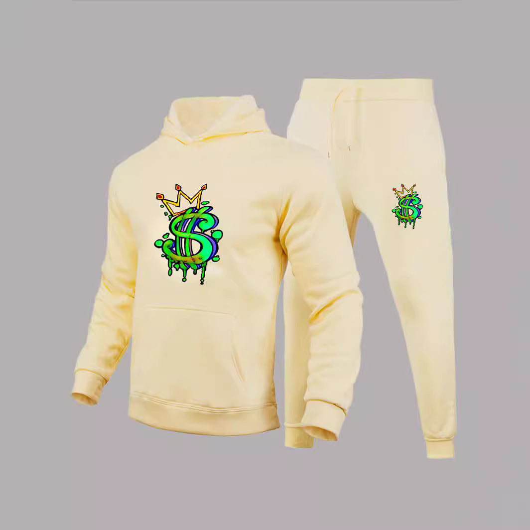 Men's hoodie and jogger set with creative dollar pattern Lune London
