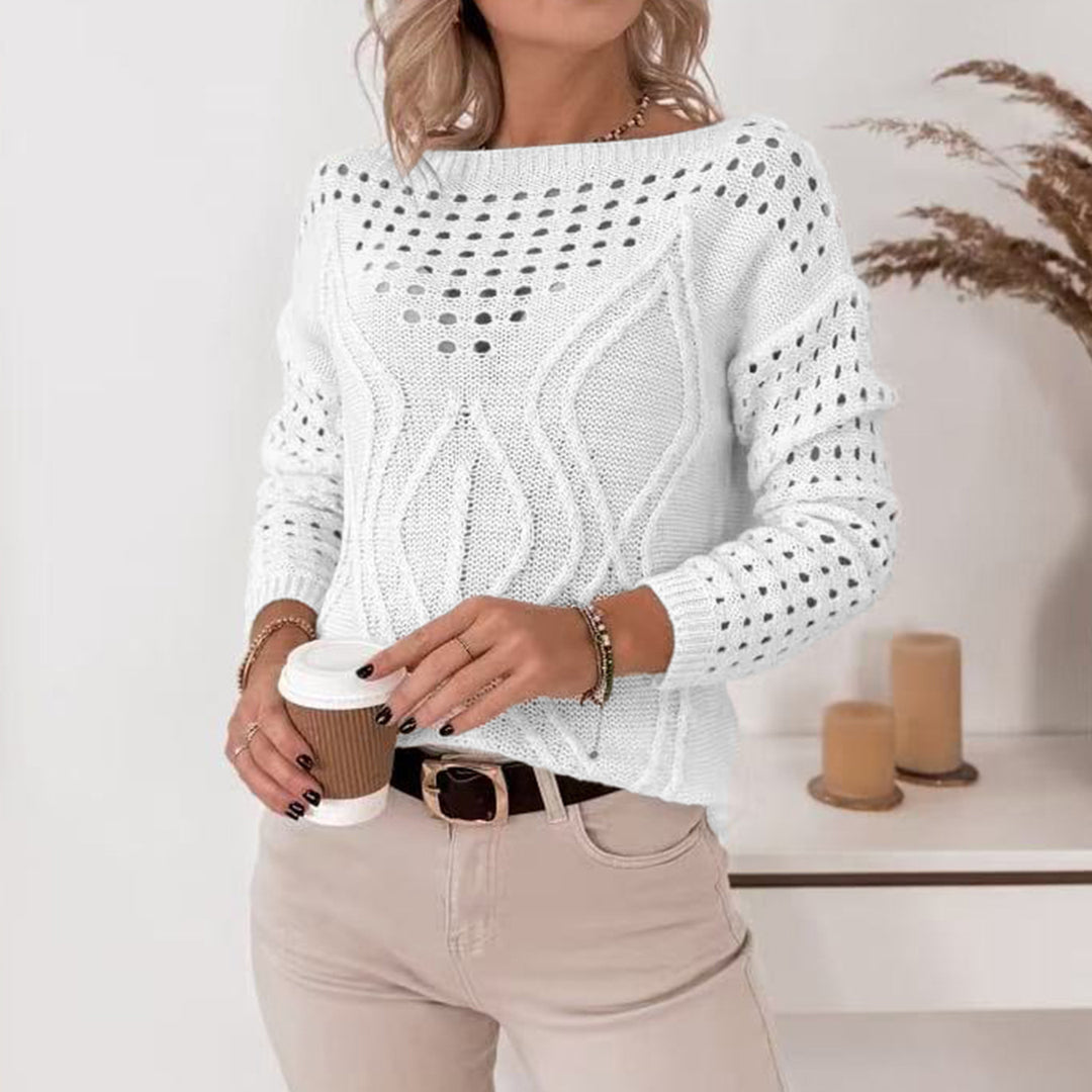 Women's knitted sweater with airy openwork patterns and a nice cable design Lune London