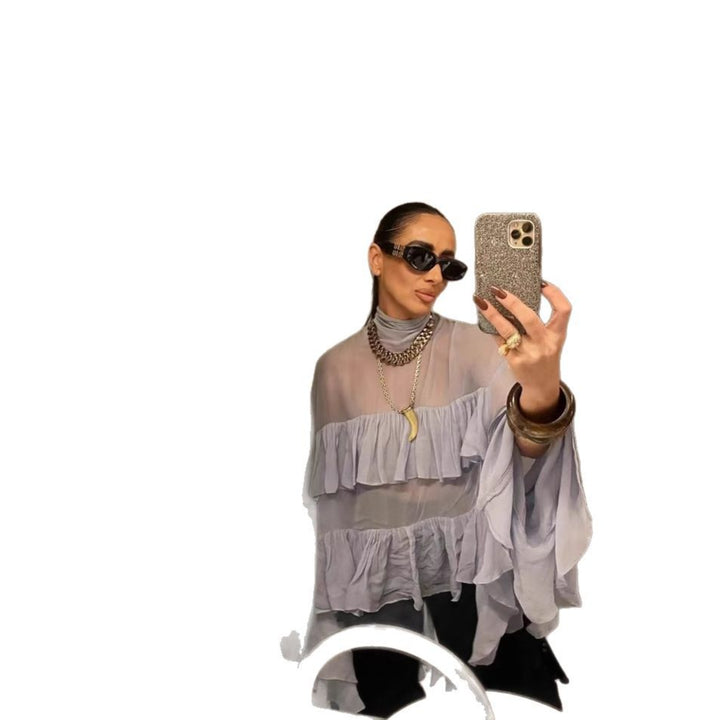 Fluid ruffled blouse for women with elegant details Lune London