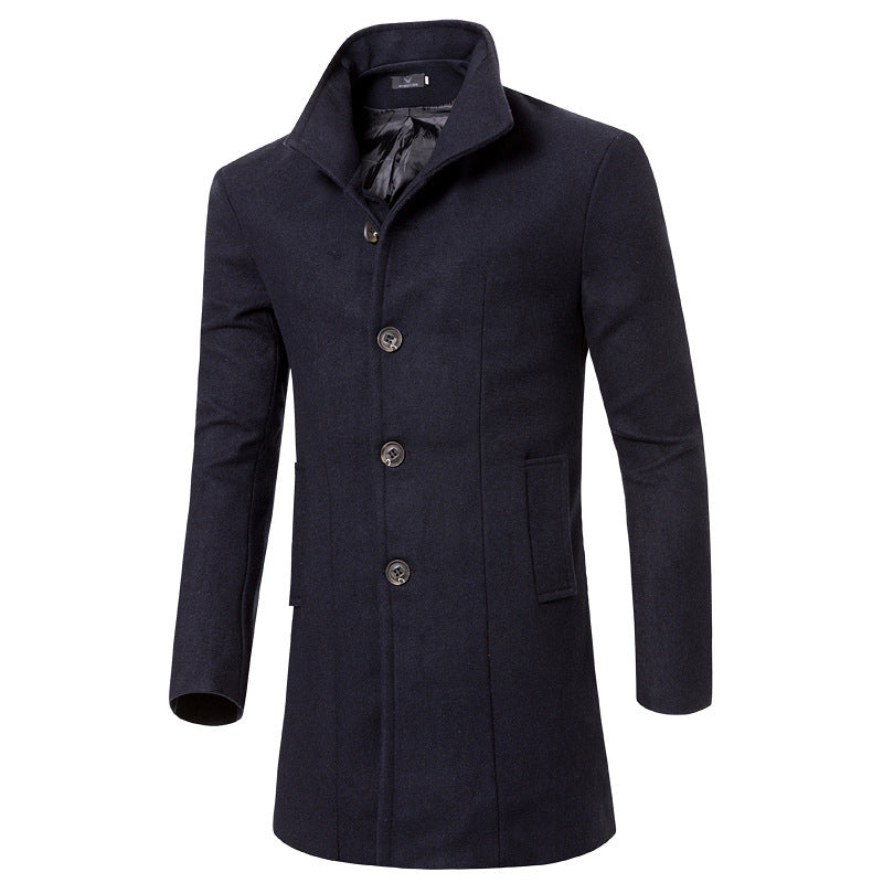 Elegant wool coat for men with modern stand-up collar and practical pockets Lune London