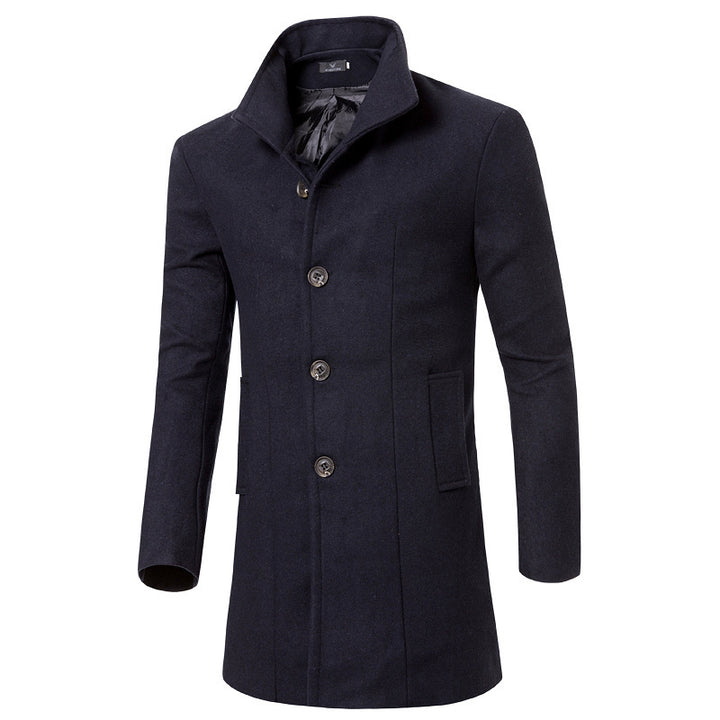 Elegant wool coat for men with modern stand-up collar and practical pockets Lune London