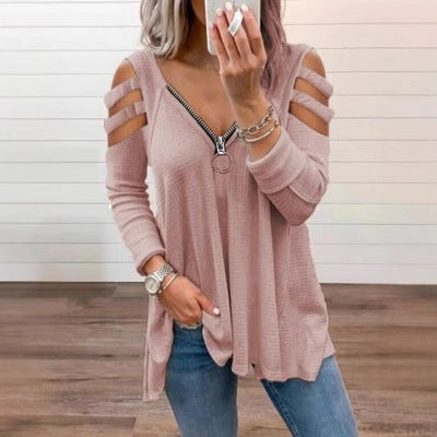 Ladies knit sweater with trendy cut-out sleeves Lune London