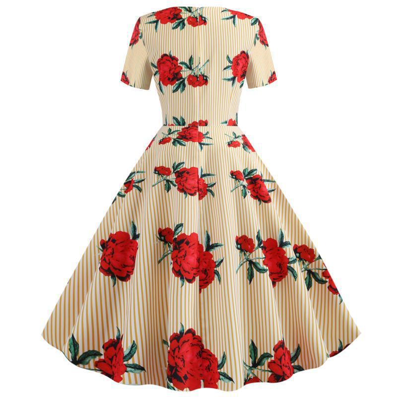 Robe swing femme avec imprimé floral et élégant décolleté en V Chic & Stil