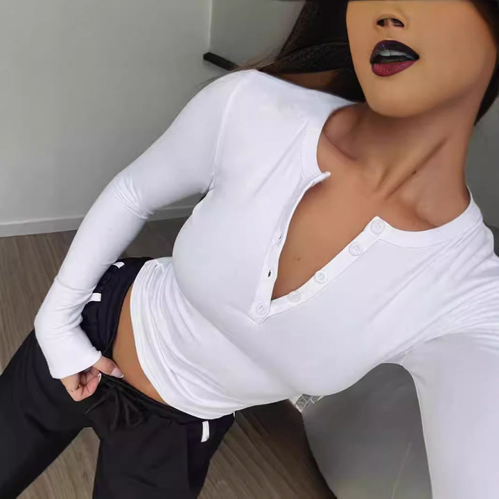 Long sleeve blouse for women with button details and fitted cut Lune London