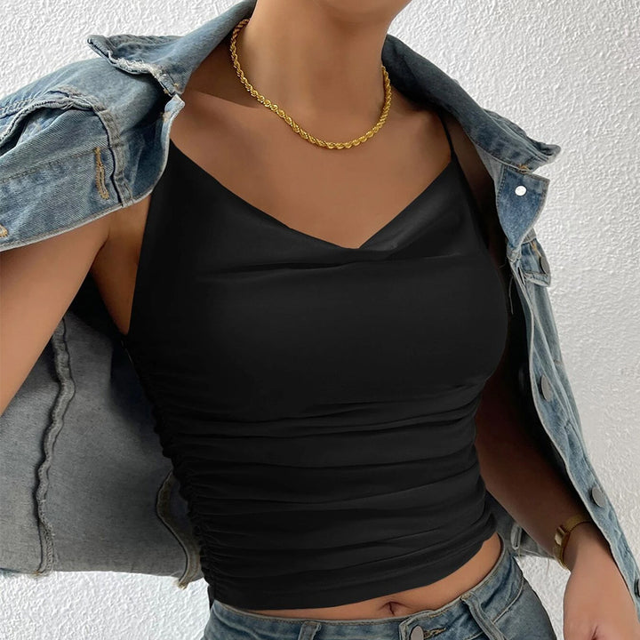 T-shirt ajusté pour femmes avec décolleté en V et fronces Chic & Stil