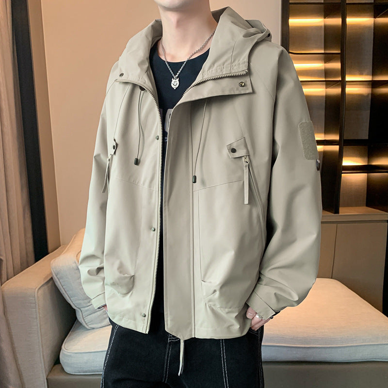 Casual outdoor men's jacket with adjustable hood and practical pockets Lune London