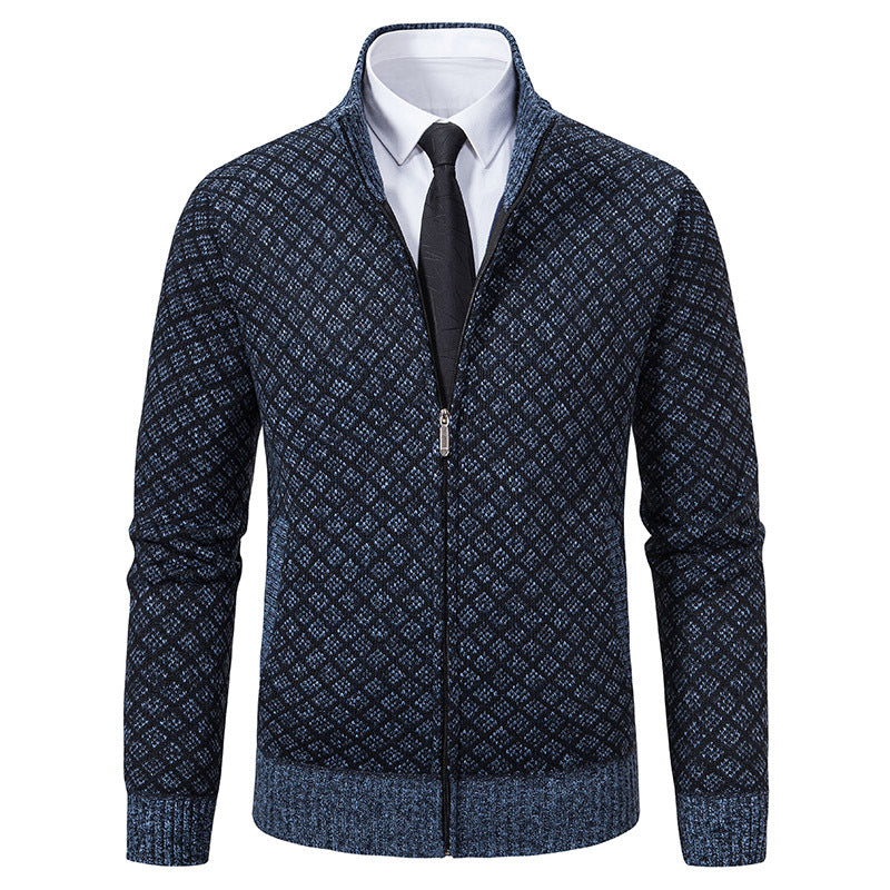 Men's knit jacket with high-quality textured pattern and zipper Lune London