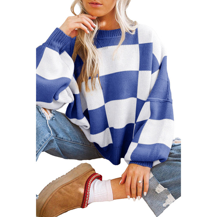 Oversized sweater for women with a tartan pattern and voluminous sleeves Lune London