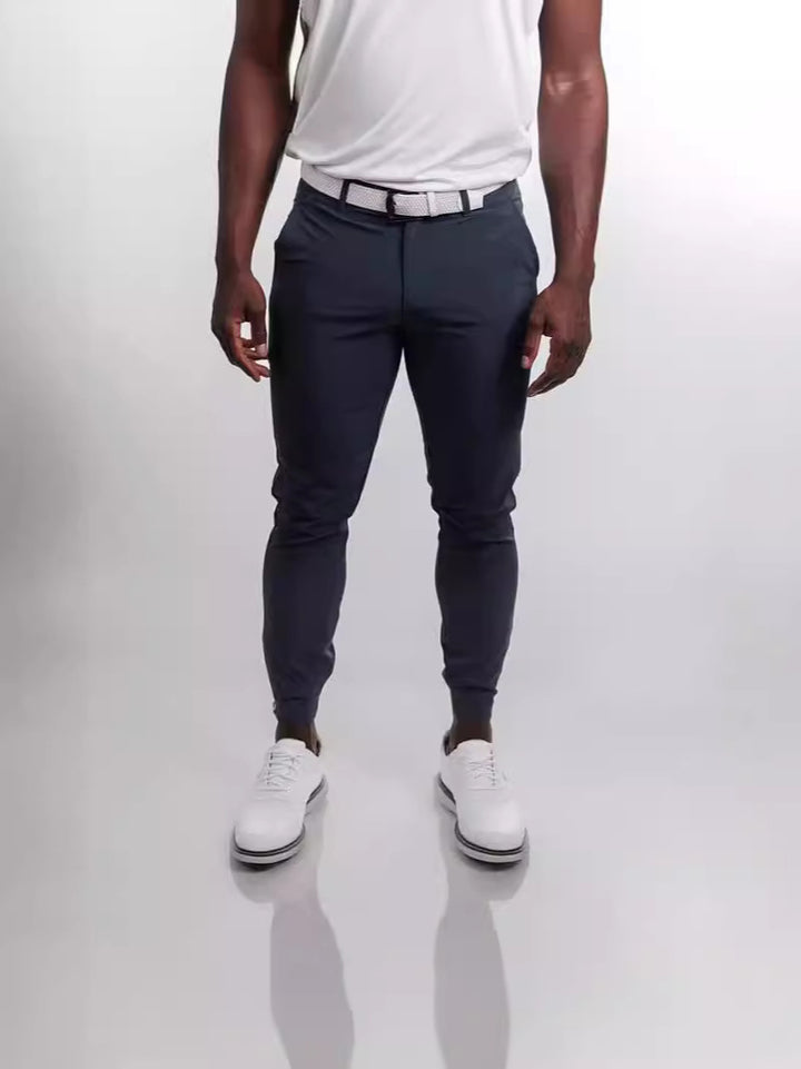 Slim-fit suit pants for men with elastic waistband and convenient pocket arrangement Lune London