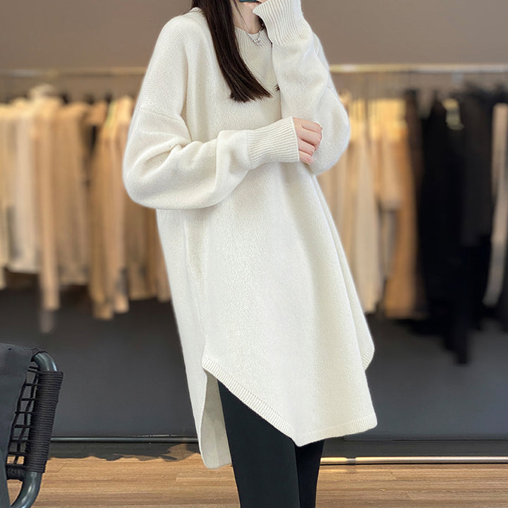 Oversized knitted sweater for women with asymmetrical hem Lune London