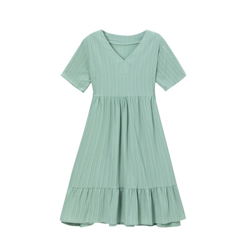 Lune London V neck ruffled fluid dress for women