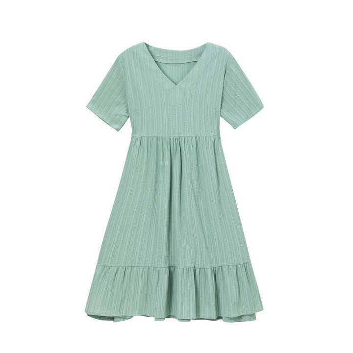 Lune London V neck ruffled fluid dress for women
