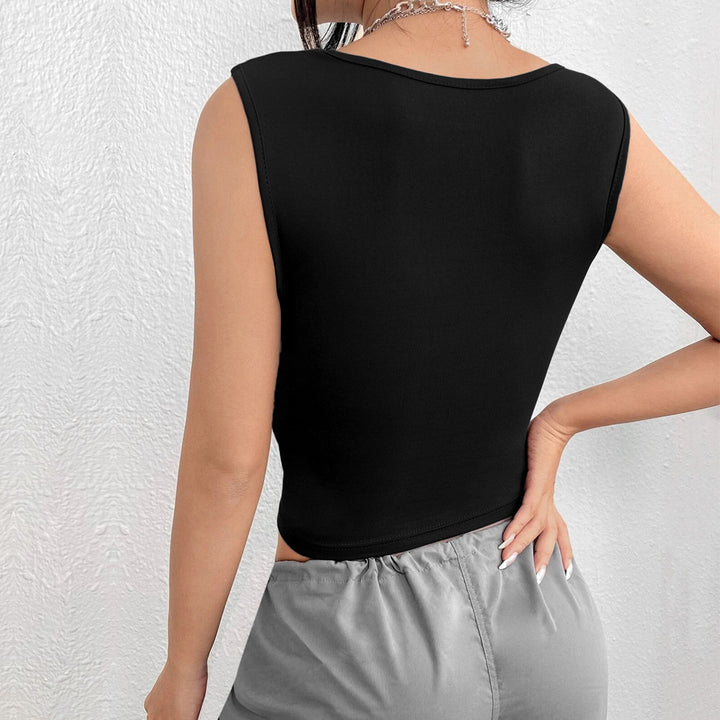 Chic & Stil Women's Short Tank Top with Sophisticated Draping and Square Neckline