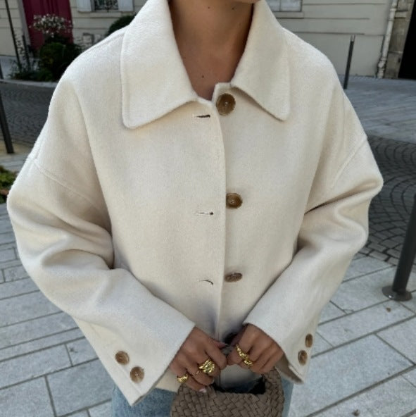 Oversized wool coat for women with button detail Lune London