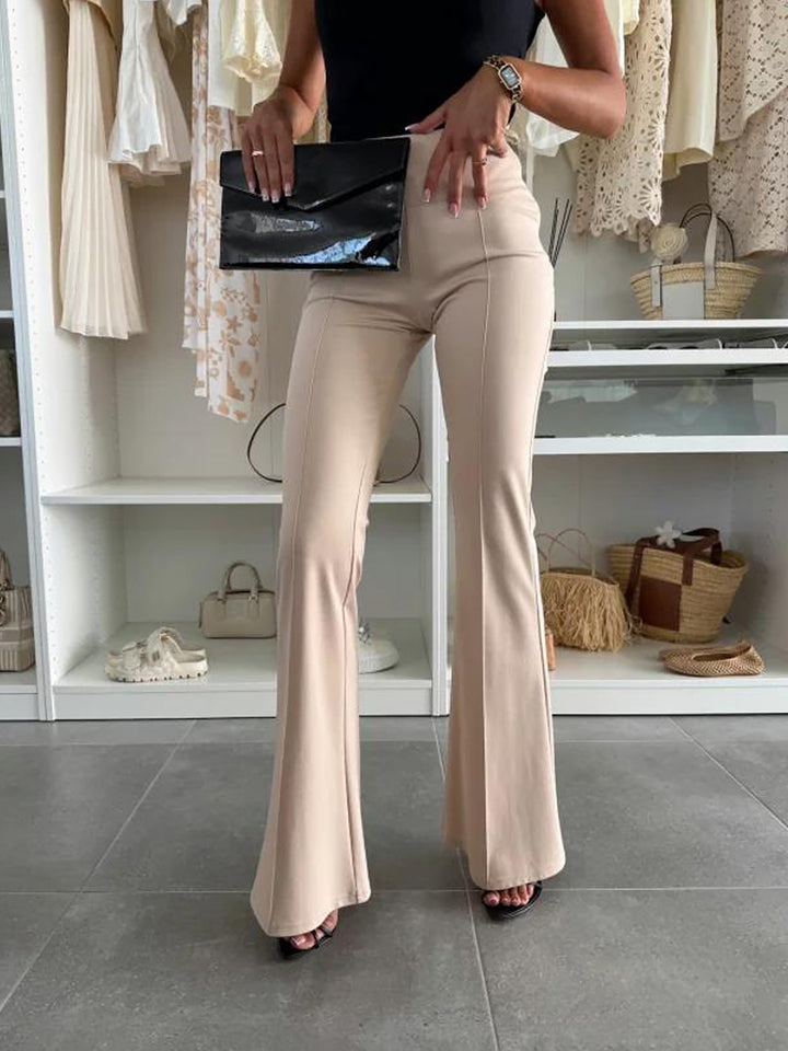 Ladies Elegant High-Waisted Flared Trousers with Flattering Cut Lune London