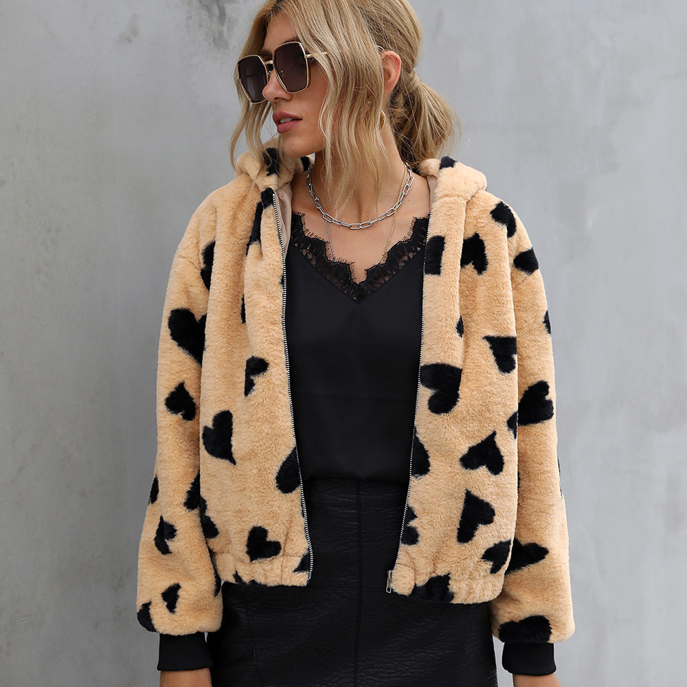 Ladies Cozy Jacket with Chic Colorful Heart Design