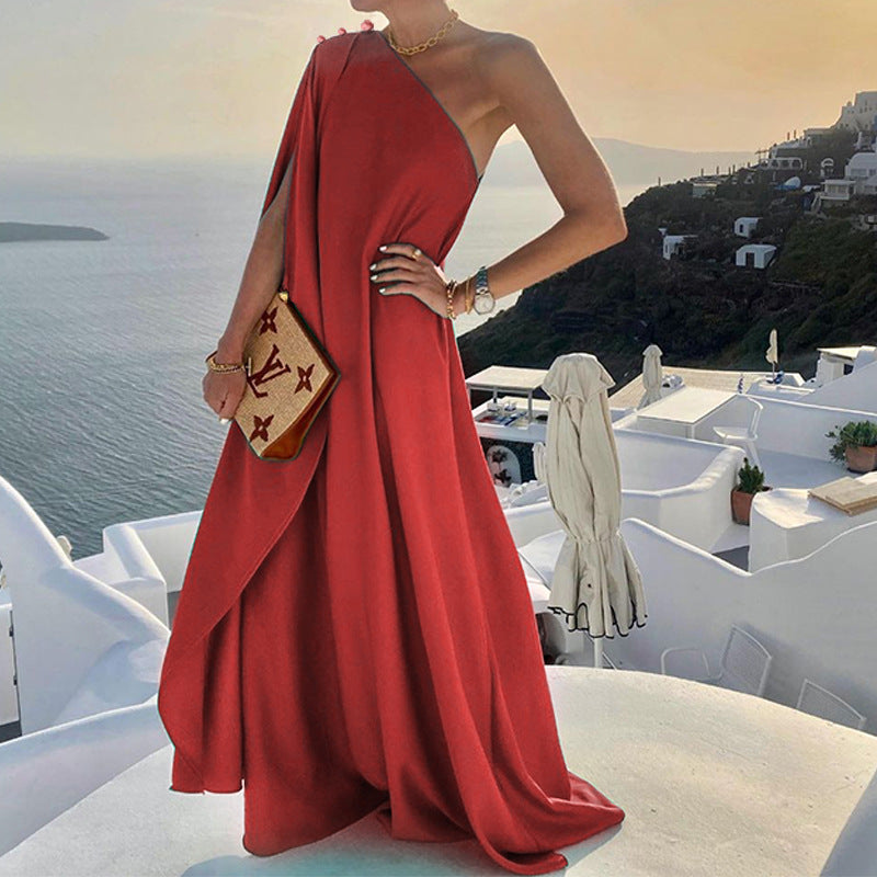Asymmetrical draped evening dress for women Lune London