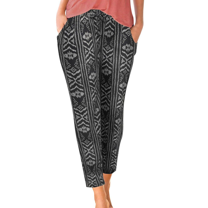 Floral pants for women with elastic waist and side pockets Lune Londonl
