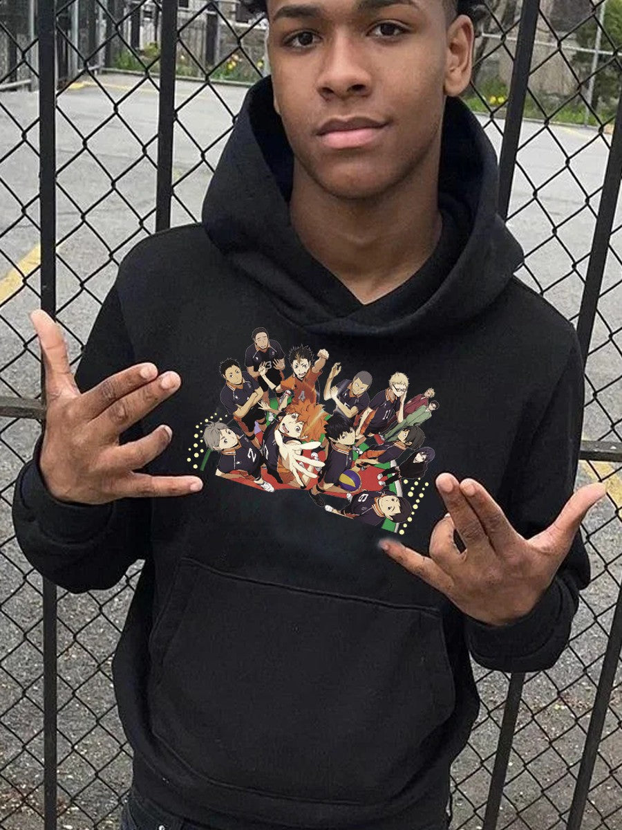 Men's Hoodie with Stylish Anime Print Lune London