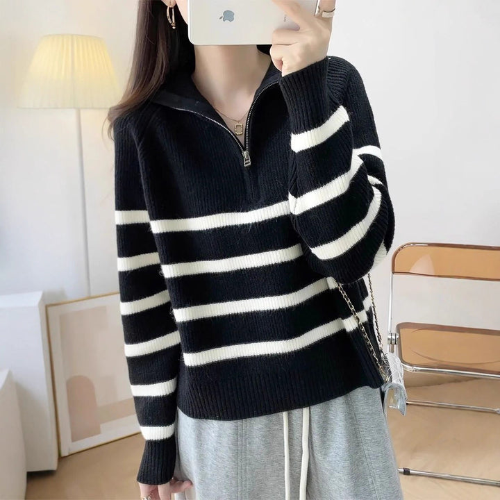 Pull en maille confortable pour femme avec demi-zip Chic & Stil