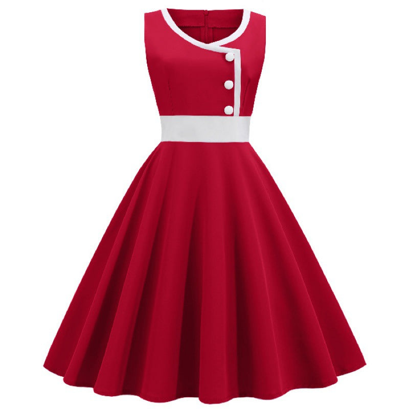 Robe swing femme avec une coupe A-line de haute qualité et des détails de boutons élégants Chic & Stil
