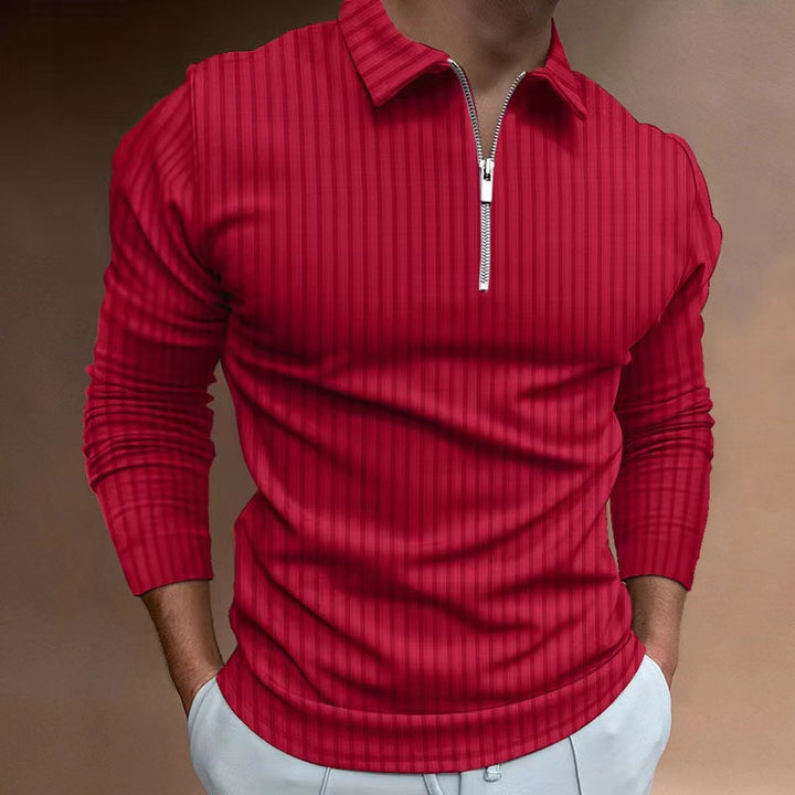 Men's long sleeve polo with trendy zip closure Lune London
