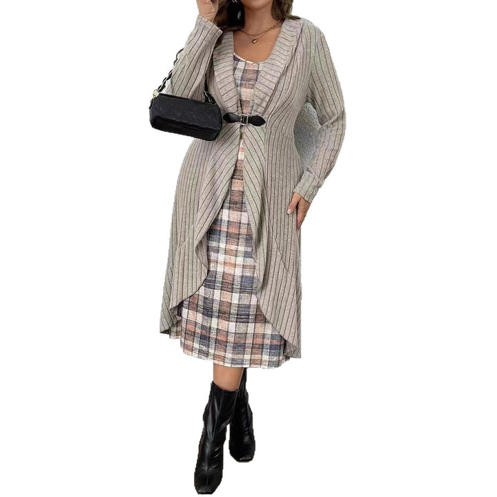 Knitted jacket for women with asymmetrical cut and decorative belt Lune London