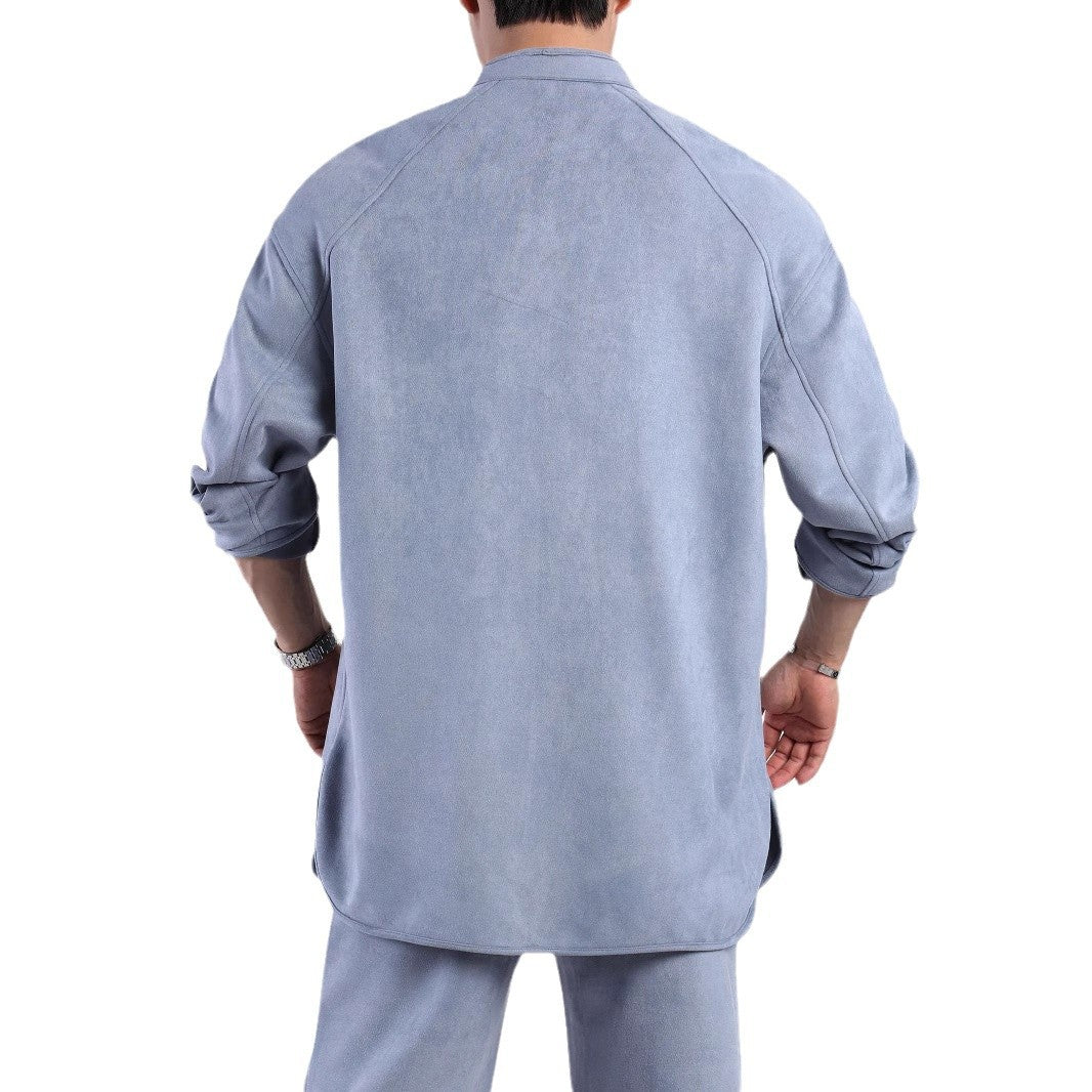 Men's Fashion Shirt with Practical Chest Pocket and Modern High Collar Lune London