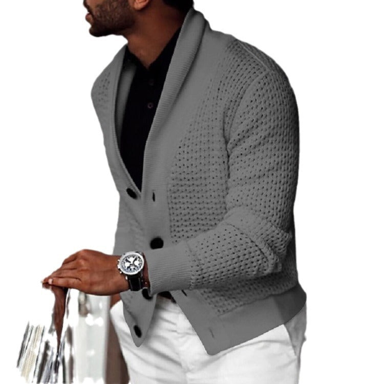 Lune London | Men's cardigan with textured design and elegant shawl collar
