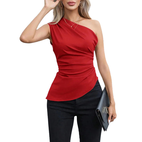 Tops Élégant Femme À Une Épaule avec Volants et Coupe Asymétrique Chic & Stil