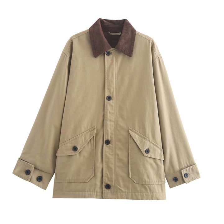 Casual utility jacket for women with chic velvet collar and practical pockets Lune London