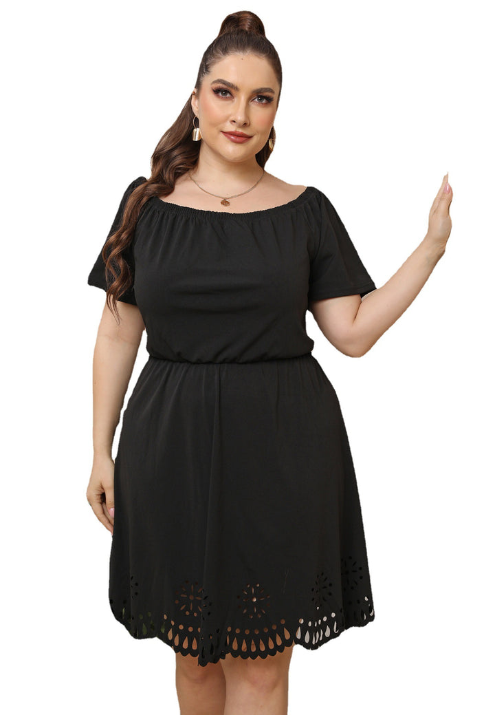 Off-Shoulder A-Line Dress for Women with Chic Cut-Out Detail and Style