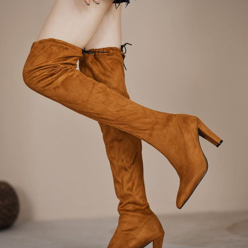 High boots for women with heels and elastic inserts Lune London