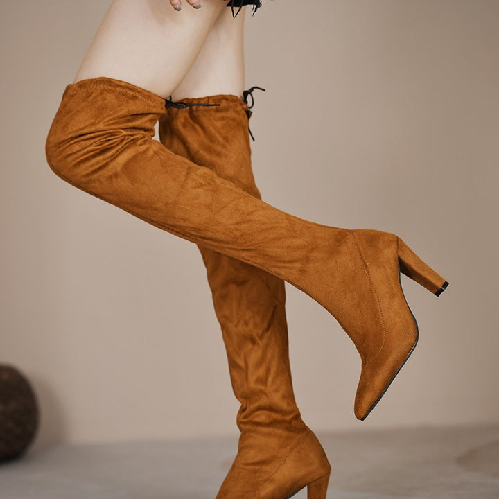 High boots for women with heels and elastic inserts Lune London