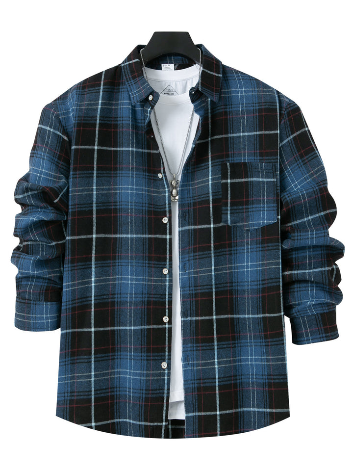Men's patterned flannel shirt with practical chest pocket and button-down collar Lune London