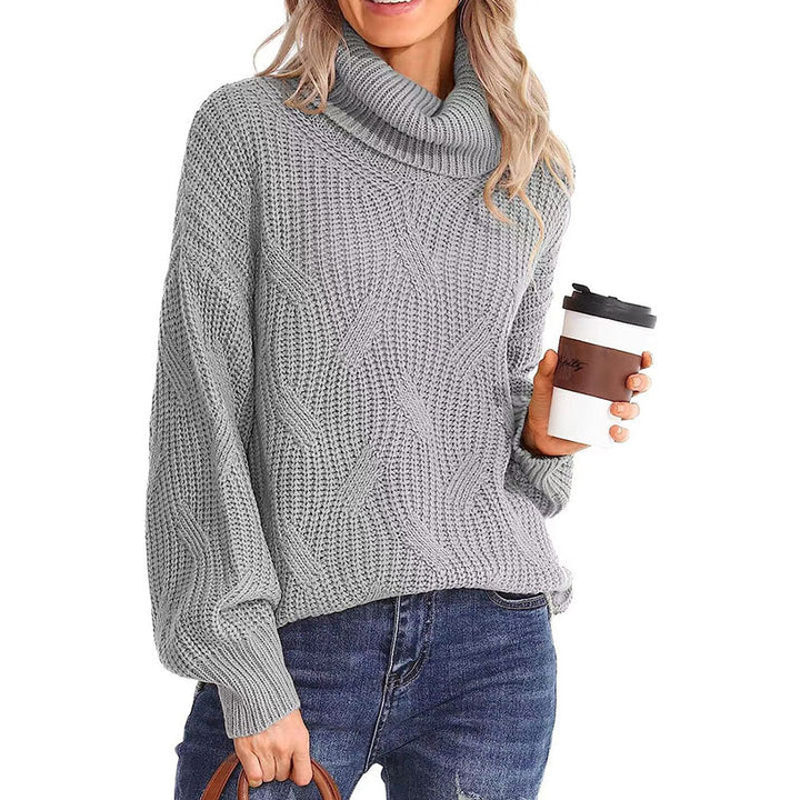 Pull en tricot pour femme avec col haut et look de point texturé Chic & Stil