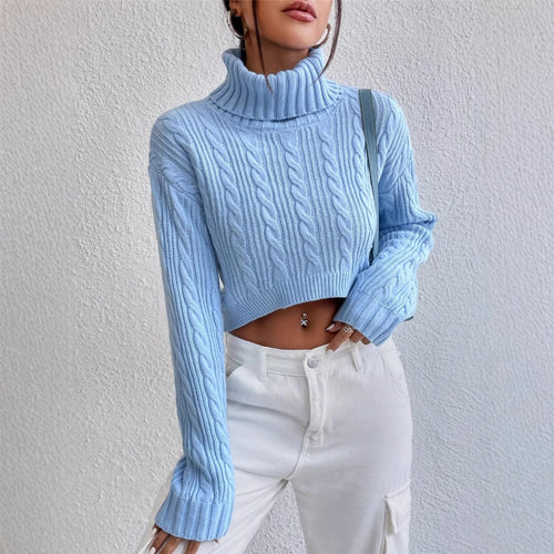 Chunky knit sweater for women with high collar Lune London