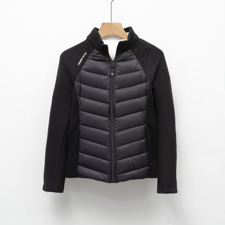 Quilted sports jacket for women with high collar and functional zip pockets Lune London