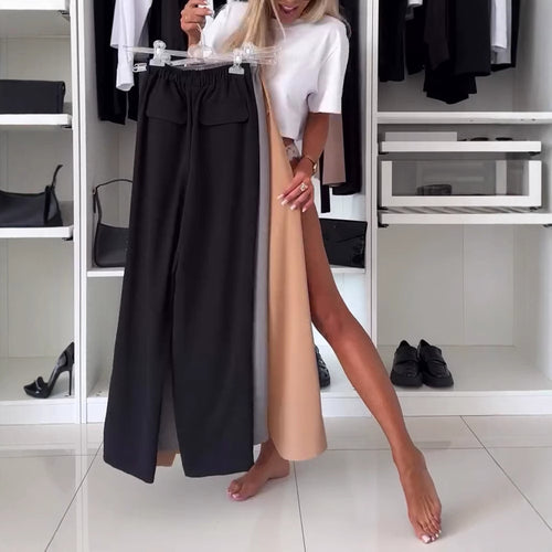 Pantalons cargo décontractés pour femmes avec poches pratiques et taille élastique Chic & Stil