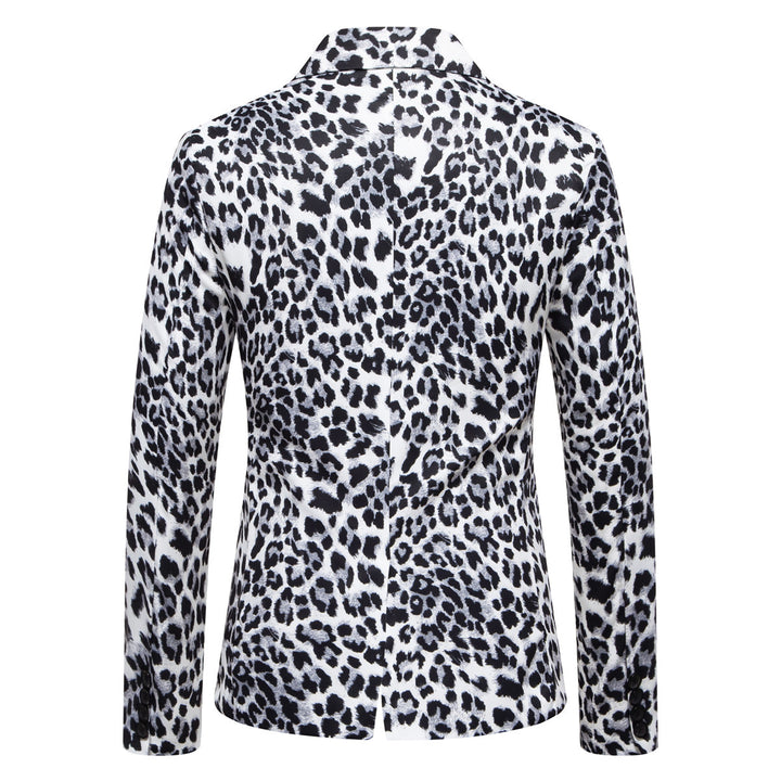 Elegant men's suit blazer with a striking leopard pattern Lune London