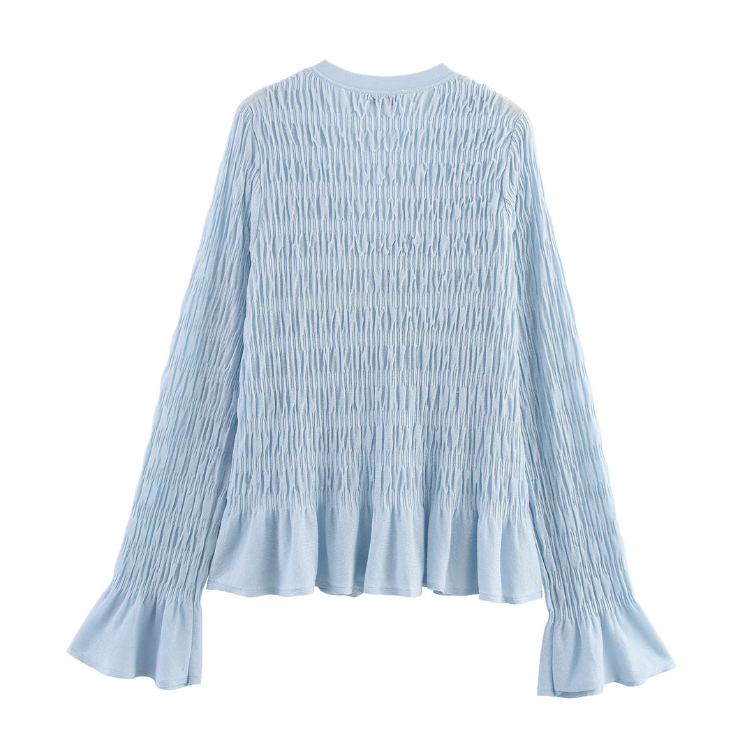 Ladies lightweight and elegant cardigan with ruffled hem Lune London