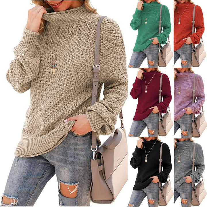 Women’s chunky knit sweater with turtleneck and textured surface Lune London