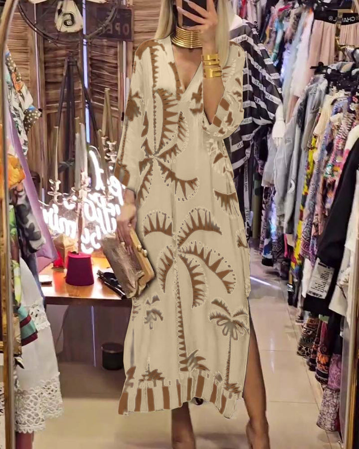 Maxi dress for women with a loose fit and trendy palm tree pattern Lune London
