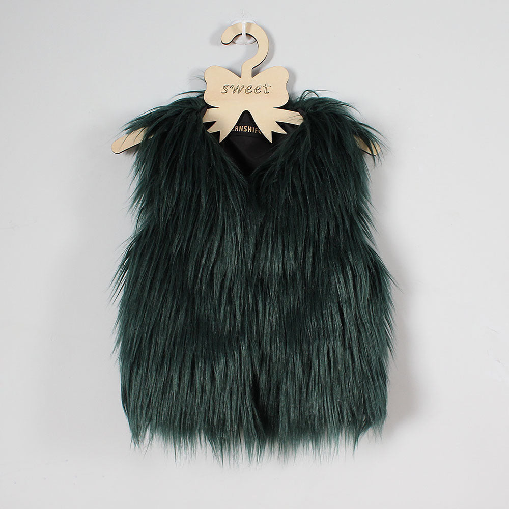 Ladies Faux Fur Soft Gilet with Stand-up Collar Lune London