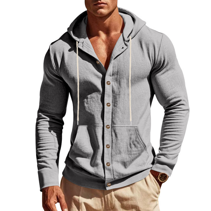 Men's hooded shirt with button placket and practical pockets Chic and style