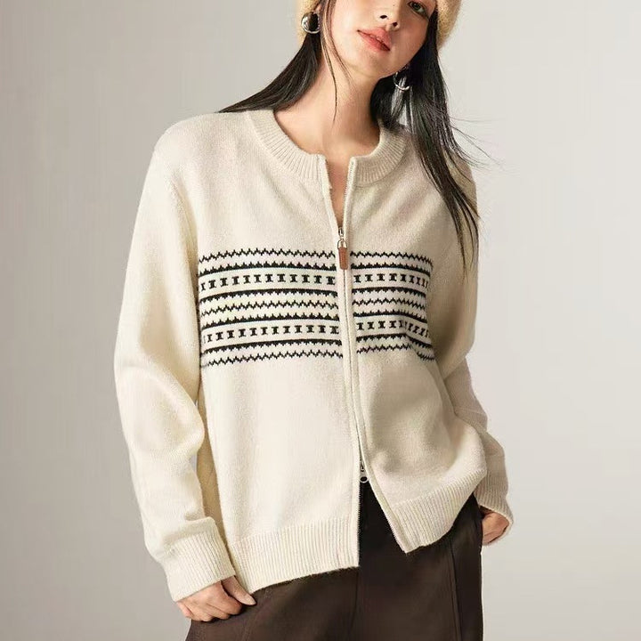 Cardigan femme avec fermeture éclair élégante et motif graphique Chic & Stil