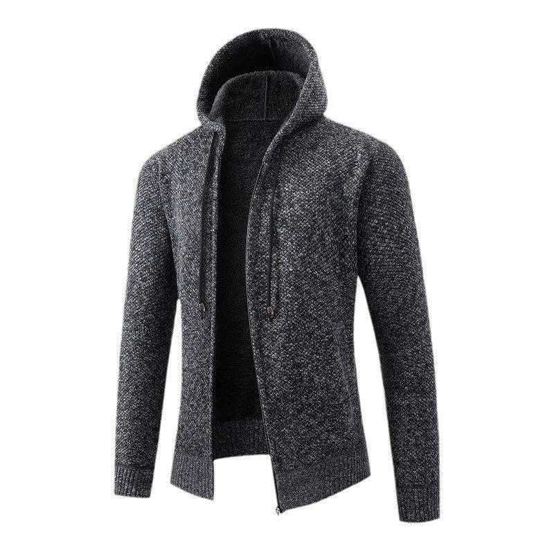 Comfortable fleece jacket for men with hood Lune London