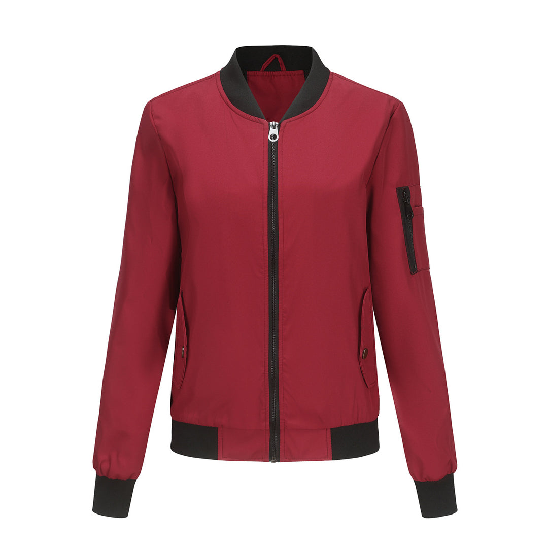 Modest bomber jacket for women with practical zip pockets and a sporty collar Lune London