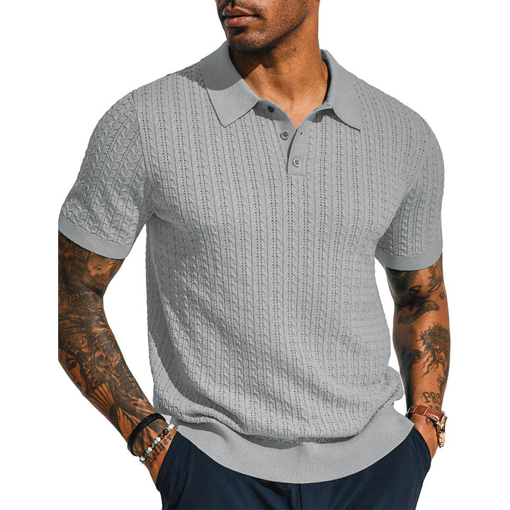 Men's polo with textured design and short sleeves Lune London