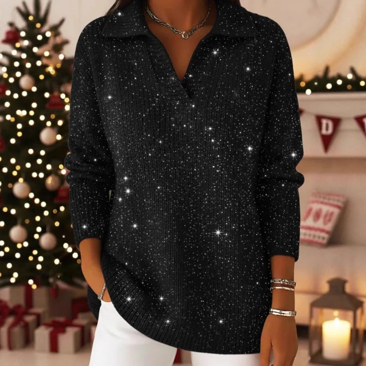 Pull en maille scintillante pour femmes avec col moderne Chic & Stil